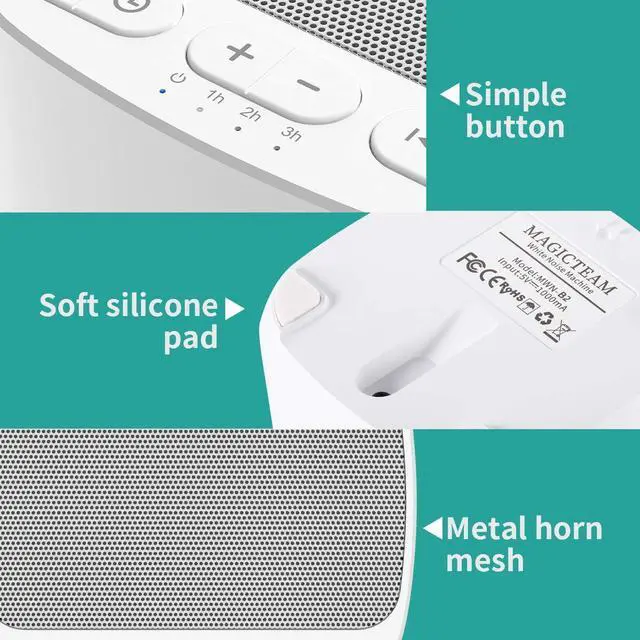 Alt view image 6 of 7 - Sleep Sound White Noise Machine with 40 Natural Soothing Sounds and Memory Function 32 Levels of Volume Powered by AC or USB and Sleep Timer Sound Therapy for Baby Kids Adults (B-White)