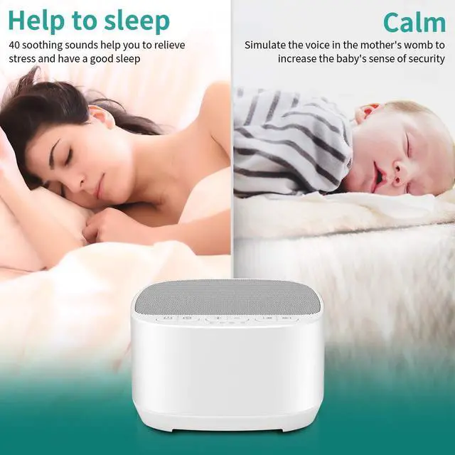 Alt view image 7 of 7 - Sleep Sound White Noise Machine with 40 Natural Soothing Sounds and Memory Function 32 Levels of Volume Powered by AC or USB and Sleep Timer Sound Therapy for Baby Kids Adults (B-White)