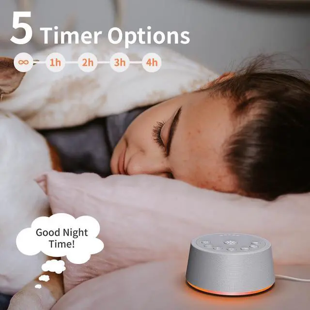 Alt view image 4 of 7 - Sleep White Noise Sound Machines 32-Level Volume 30 Sounds 12 Colors Light 5 Timers Adjustable Light Brightness Compact for Everyone Travel Gift Memory Function