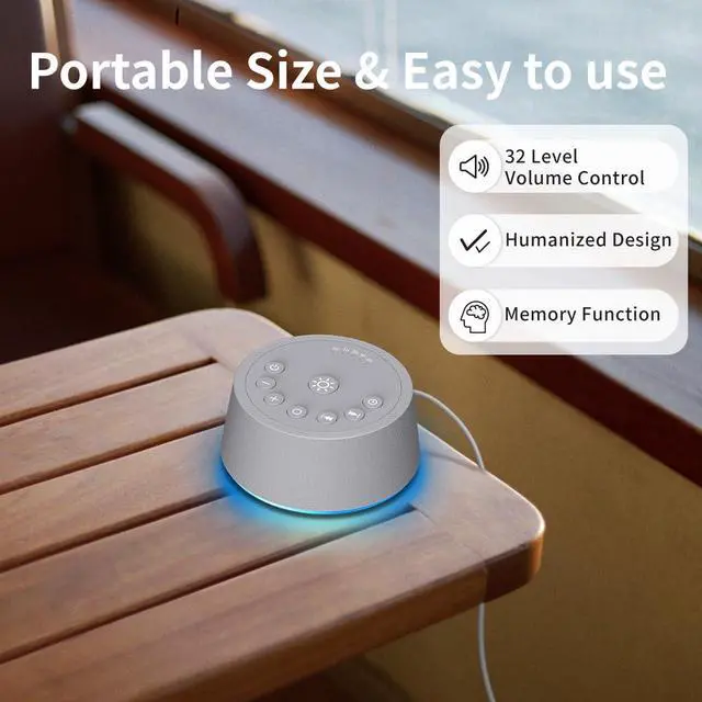 Alt view image 5 of 7 - Sleep White Noise Sound Machines 32-Level Volume 30 Sounds 12 Colors Light 5 Timers Adjustable Light Brightness Compact for Everyone Travel Gift Memory Function