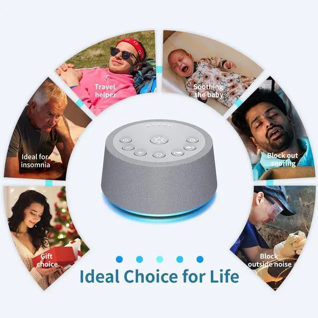 Alt view image 7 of 7 - Sleep White Noise Sound Machines 32-Level Volume 30 Sounds 12 Colors Light 5 Timers Adjustable Light Brightness Compact for Everyone Travel Gift Memory Function