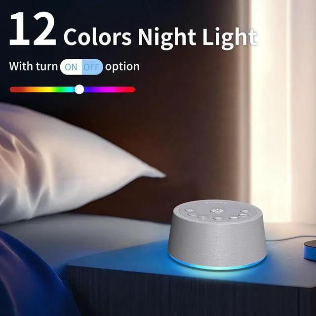 Alt view image 3 of 7 - Sleep White Noise Sound Machines 32-Level Volume 30 Sounds 12 Colors Light 5 Timers Adjustable Light Brightness Compact for Everyone Travel Gift Memory Function