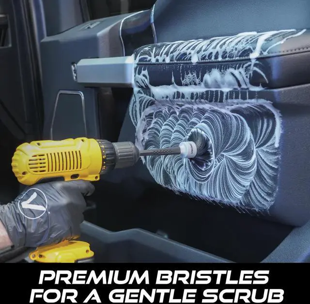 Alt view image 2 of 6 - Drill Detail Brush Set, Professional 2 Pack with Super Soft Bristles for Interior, and Premium Bristle Blend for Exterior Detailing and Car Detailing Kit