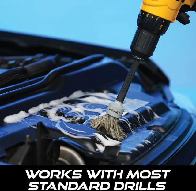 Alt view image 4 of 6 - Drill Detail Brush Set, Professional 2 Pack with Super Soft Bristles for Interior, and Premium Bristle Blend for Exterior Detailing and Car Detailing Kit
