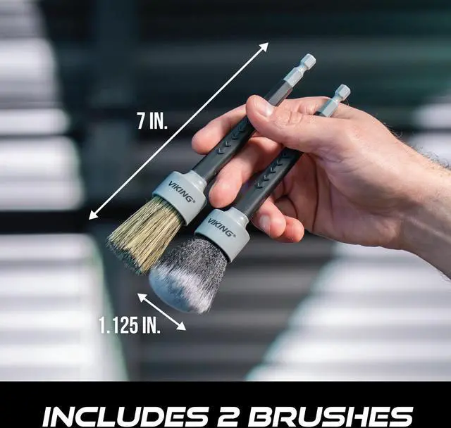 Alt view image 6 of 6 - Drill Detail Brush Set, Professional 2 Pack with Super Soft Bristles for Interior, and Premium Bristle Blend for Exterior Detailing and Car Detailing Kit