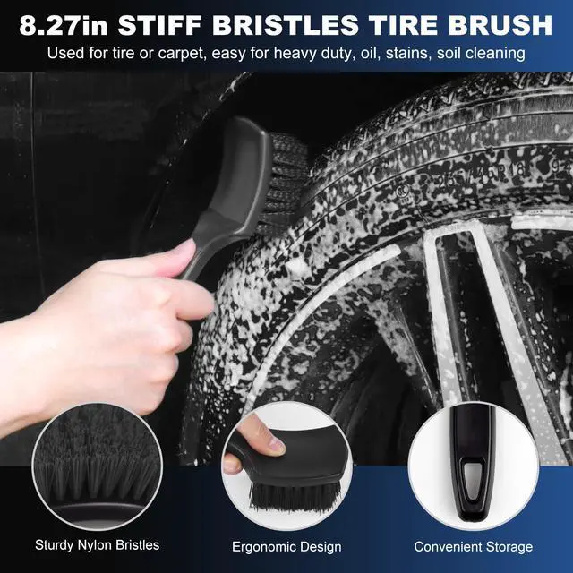 Alt view image 5 of 6 - Car Wheel & Tire Brush Set, Wheel Cleaner Brush, Soft & Stiff Bristle Cleaning Brush, Wheel Brushes for Cleaning Wheels, Rim Brush for Car Body Exterior Surface, Carpet, Truck, SUV, RV, Motorcycle