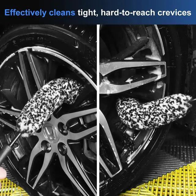 Alt view image 6 of 6 - Car Wheel & Tire Brush Set, Wheel Cleaner Brush, Soft & Stiff Bristle Cleaning Brush, Wheel Brushes for Cleaning Wheels, Rim Brush for Car Body Exterior Surface, Carpet, Truck, SUV, RV, Motorcycle