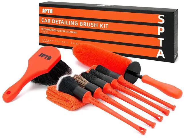 Main image of 8Pcs Wheel & Tire Brush Car Detailing kit, Easy Reach Wheel and Rim Brush, 5pcs Detailing Brushes, Short Handle Cleaning Brush, 1pc Microfiber Cleaning Cloth, Great to Clean Dirty Tires