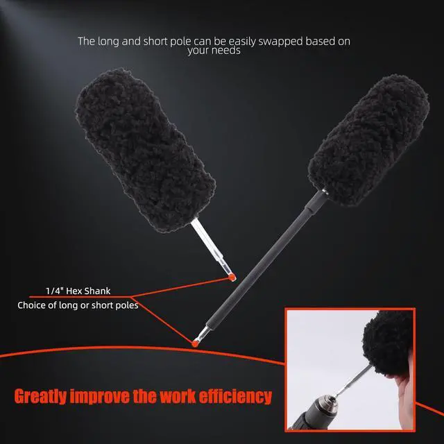 Alt view image 5 of 7 - Drill Wheel Brush, Drill Microfiber Wheel Brush, SPTA 1 Pc Soft Microfiber Extended Reach Rim Drill Wheel Brush,with 1 adddtional Drill Adapter for Electric Drill -DF068