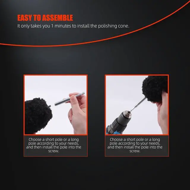 Alt view image 6 of 7 - Drill Wheel Brush, Drill Microfiber Wheel Brush, SPTA 1 Pc Soft Microfiber Extended Reach Rim Drill Wheel Brush,with 1 adddtional Drill Adapter for Electric Drill -DF068