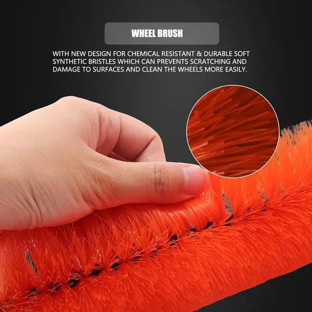 Alt view image 6 of 7 - 8Pcs Wheel & Tire Brush Car Detailing kit, Easy Reach Wheel and Rim Brush, 5pcs Detailing Brushes, Short Handle Cleaning Brush, 1pc Microfiber Cleaning Cloth, Great to Clean Dirty Tires