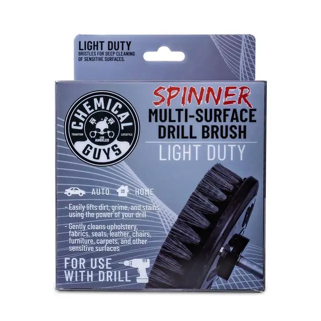 Alt view image 3 of 6 - ACC506 Light Duty Spinner Multi-Surface Drill Brush Attachment (Fits Any Standard Drill - Power Scrubber Removes Stains & Gently Cleans Upholstery, Fabric and Carpet), Gray