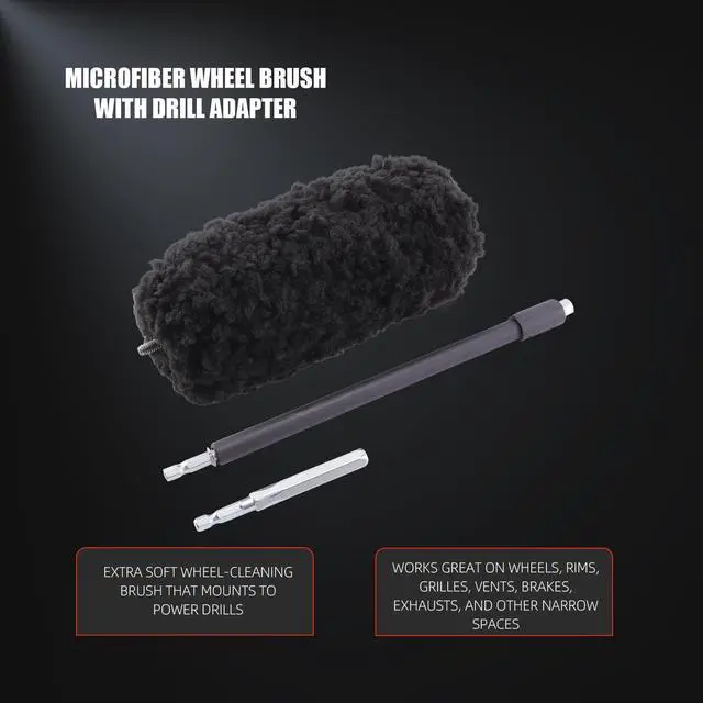 Alt view image 2 of 7 - Drill Wheel Brush, Drill Microfiber Wheel Brush, SPTA 1 Pc Soft Microfiber Extended Reach Rim Drill Wheel Brush,with 1 adddtional Drill Adapter for Electric Drill -DF068