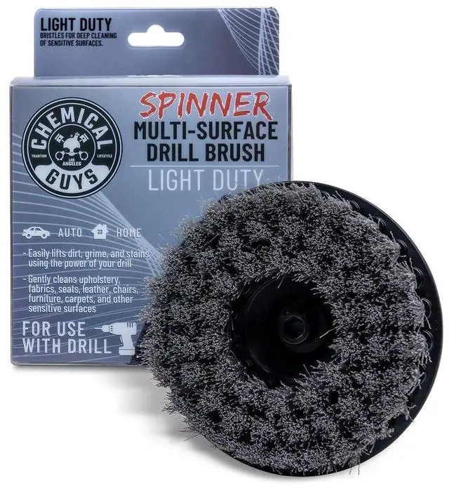 Alt view image 2 of 6 - ACC506 Light Duty Spinner Multi-Surface Drill Brush Attachment (Fits Any Standard Drill - Power Scrubber Removes Stains & Gently Cleans Upholstery, Fabric and Carpet), Gray