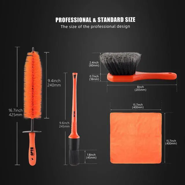 Alt view image 2 of 7 - 8Pcs Wheel & Tire Brush Car Detailing kit, Easy Reach Wheel and Rim Brush, 5pcs Detailing Brushes, Short Handle Cleaning Brush, 1pc Microfiber Cleaning Cloth, Great to Clean Dirty Tires
