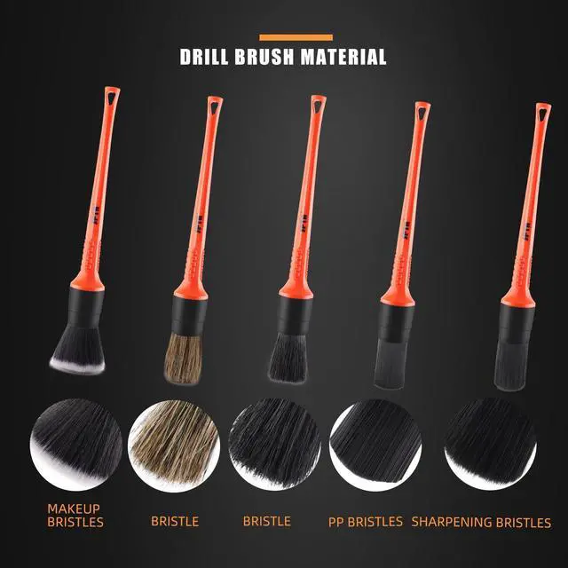 Alt view image 3 of 7 - 8Pcs Wheel & Tire Brush Car Detailing kit, Easy Reach Wheel and Rim Brush, 5pcs Detailing Brushes, Short Handle Cleaning Brush, 1pc Microfiber Cleaning Cloth, Great to Clean Dirty Tires