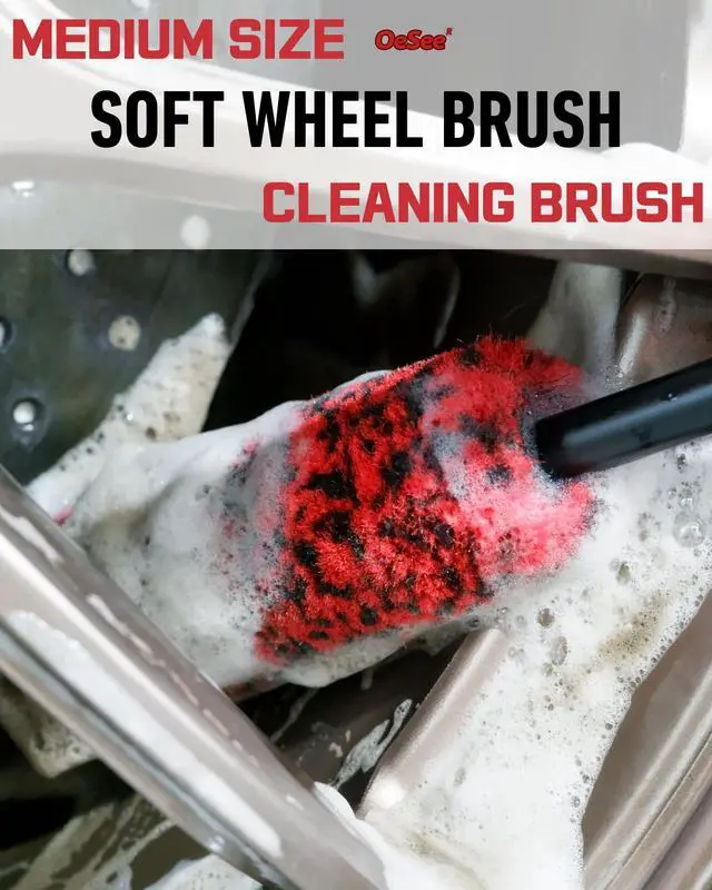 Alt view image 3 of 6 - Professional 4 Pack Long Handle Wheel Brush Kit for Cleaning Wheel and Tire- 2X Soft Wheel Cleaning Brush, Detailing Brush and Stiff Tire Brush, Bendable& Durable Wheel Rim Cleaner Brush Set