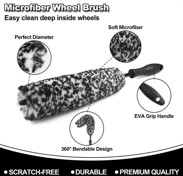 Alt view image 3 of 6 - 3PCS Wheel Brush Kit for Cleaning Wheel and Tire, Wheel and Rim Brush, Car Detailing Brushes, Bendable & Durable Car Wheel Rim Cleaner Brush Set,Car Detailing Cleaning Brush Supplies Kit