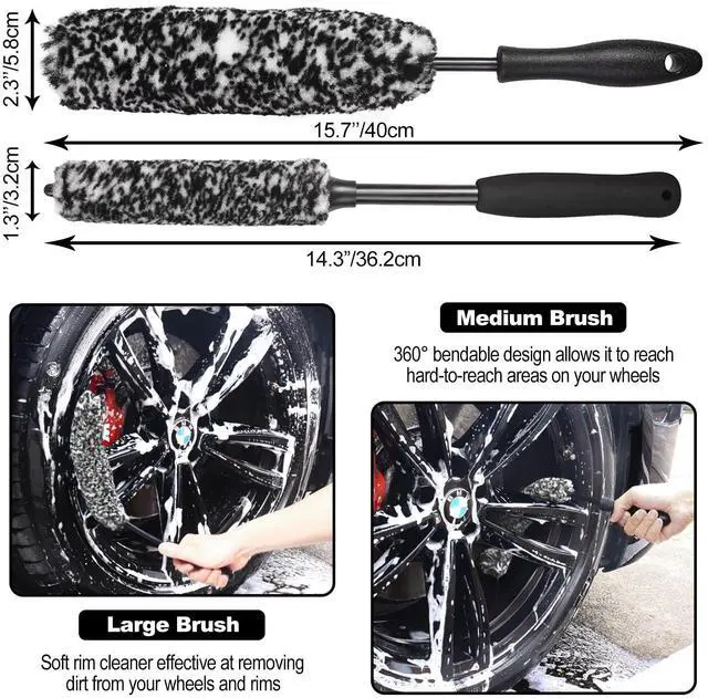 Alt view image 2 of 6 - 3PCS Wheel Brush Kit for Cleaning Wheel and Tire, Wheel and Rim Brush, Car Detailing Brushes, Bendable & Durable Car Wheel Rim Cleaner Brush Set,Car Detailing Cleaning Brush Supplies Kit