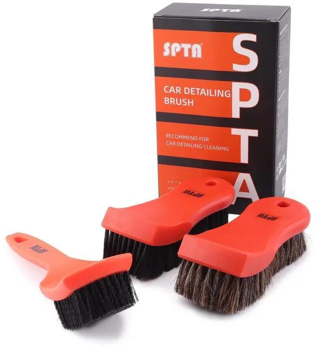 Main image of 3Pcs Car Detailing Brush Kit, Leather & Textile Interior Brush, Comfortable Grip and Scratch-Free Cleaning for Dashboard, Wheels, Seats, Foot Mats and Small Areas, Black