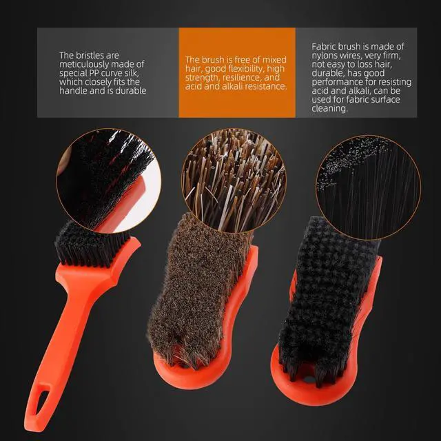 Alt view image 2 of 6 - 3Pcs Car Detailing Brush Kit, Leather & Textile Interior Brush, Comfortable Grip and Scratch-Free Cleaning for Dashboard, Wheels, Seats, Foot Mats and Small Areas, Black
