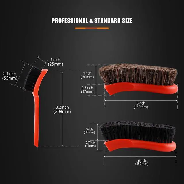 Alt view image 3 of 6 - 3Pcs Car Detailing Brush Kit, Leather & Textile Interior Brush, Comfortable Grip and Scratch-Free Cleaning for Dashboard, Wheels, Seats, Foot Mats and Small Areas, Black
