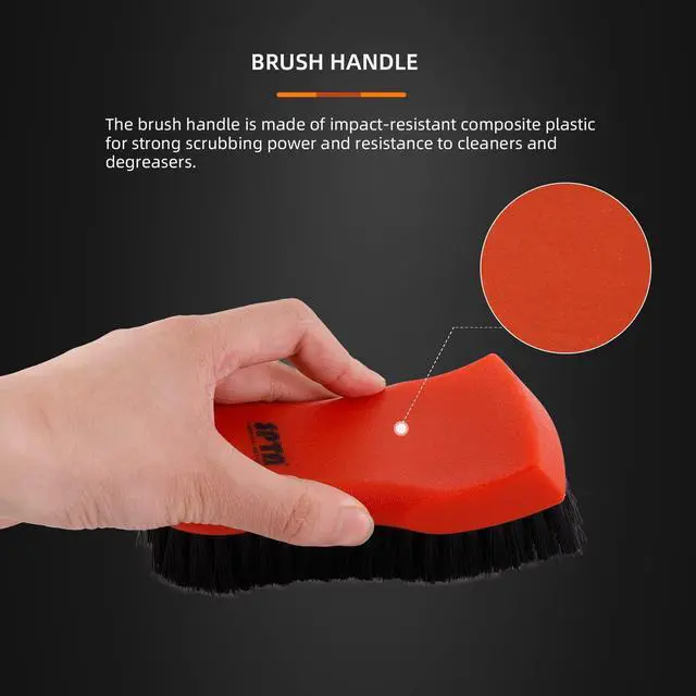 Alt view image 4 of 6 - 3Pcs Car Detailing Brush Kit, Leather & Textile Interior Brush, Comfortable Grip and Scratch-Free Cleaning for Dashboard, Wheels, Seats, Foot Mats and Small Areas, Black