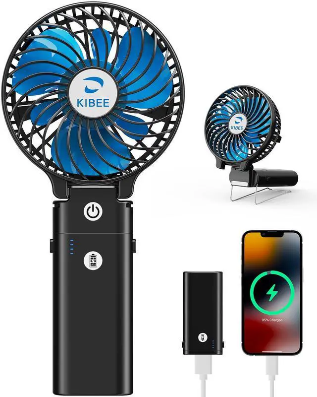 Main image of Portable Handheld Fan, 5200mAh Rechargeable Fan with Power Bank, Up to 20H Runtime, 180° Foldable Mini Fan, 3-Speed Strong Airflow Personal Fan for Travel, Concert, Cruise, Camping