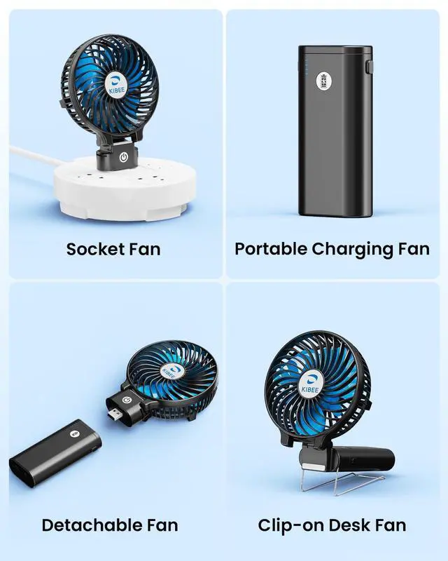 Alt view image 4 of 6 - Portable Handheld Fan, 5200mAh Rechargeable Fan with Power Bank, Up to 20H Runtime, 180° Foldable Mini Fan, 3-Speed Strong Airflow Personal Fan for Travel, Concert, Cruise, Camping