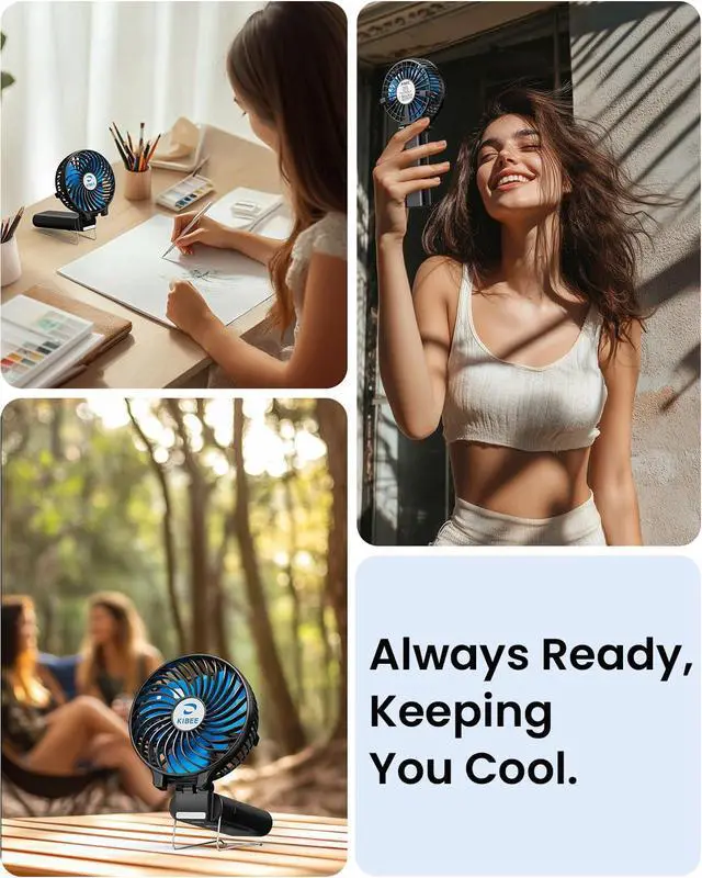 Alt view image 6 of 6 - Portable Handheld Fan, 5200mAh Rechargeable Fan with Power Bank, Up to 20H Runtime, 180° Foldable Mini Fan, 3-Speed Strong Airflow Personal Fan for Travel, Concert, Cruise, Camping