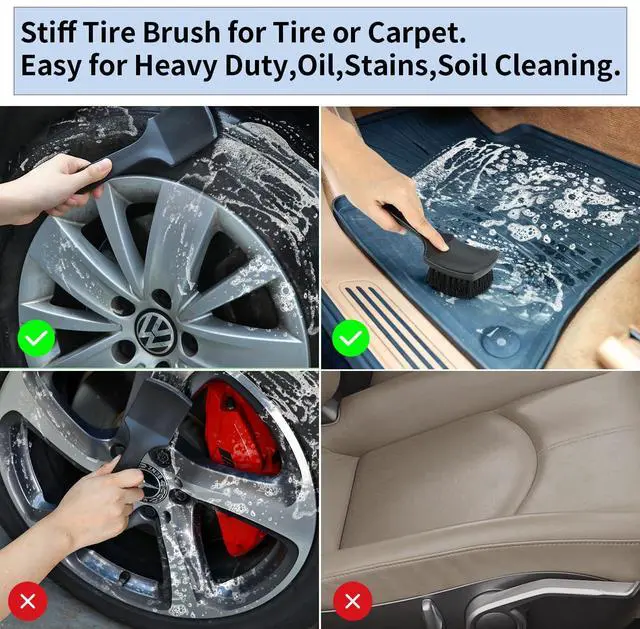 Alt view image 6 of 7 - Wheel Rim & Tire Brush Set, Soft & Stiff Bristle Wash Cleaning Supplies Kit for Car Body Exterior Surface, Carpet, Truck,SUV,RV,Motorcycle