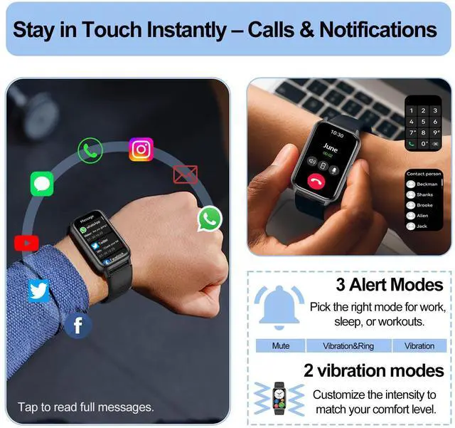Alt view image 2 of 7 - Fitness Tracker (Answer/Make Calls), Smart Watch for Women Men, with 1.47 AMOLED Always-On Display, 24/7 Heart Rate, Sleep Tracking, 110+ Sport Modes, Waterproof, Compatible for Android Phone