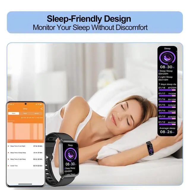 Alt view image 5 of 7 - Fitness Tracker (Answer/Make Calls), Smart Watch for Women Men, with 1.47 AMOLED Always-On Display, 24/7 Heart Rate, Sleep Tracking, 110+ Sport Modes, Waterproof, Compatible for Android Phone