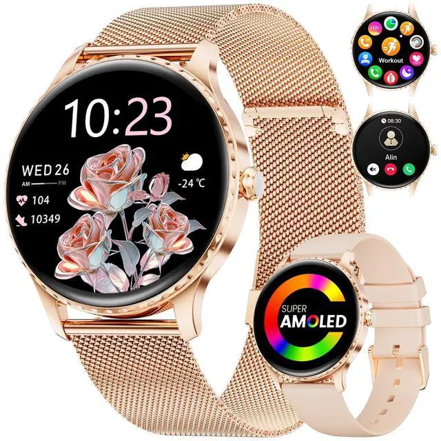 Main image of Smart Watch for Women(Answer/Make Calls),1.32" AMOLED Display Fitness Tracker with121 Sports Modes,Heart Rate & Sleep Monitor,Activity Trackers IP68 Waterproof 2 Straps, for Android iOS