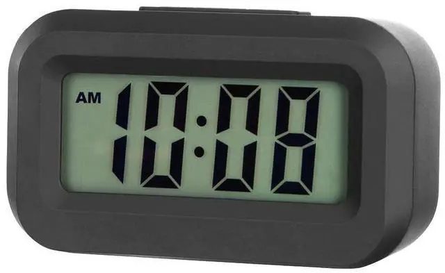 Main image of Small Digital Travel Alarm Clock,Simple Operation,Easy to Read,Ascending Alarm,12/24Hr,Snooze Soft Light for Bedside,AAA Battery Operated,Black