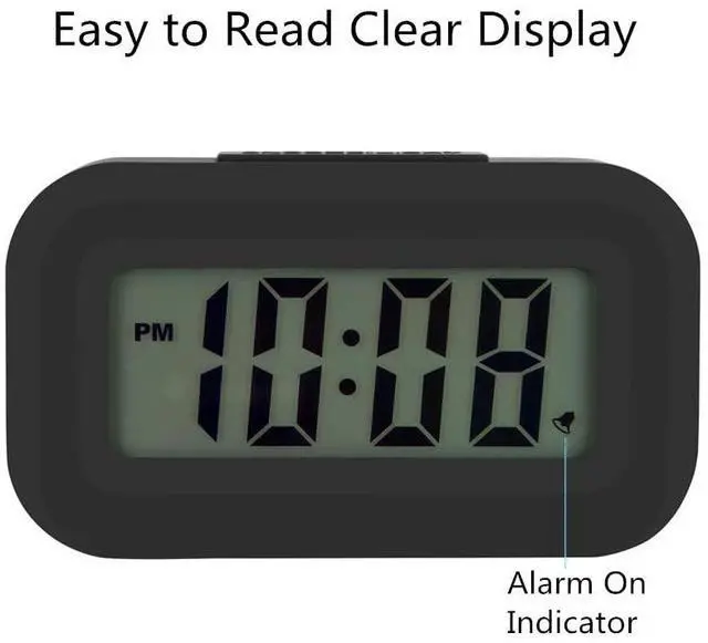 Alt view image 3 of 6 - Small Digital Travel Alarm Clock,Simple Operation,Easy to Read,Ascending Alarm,12/24Hr,Snooze Soft Light for Bedside,AAA Battery Operated,Black