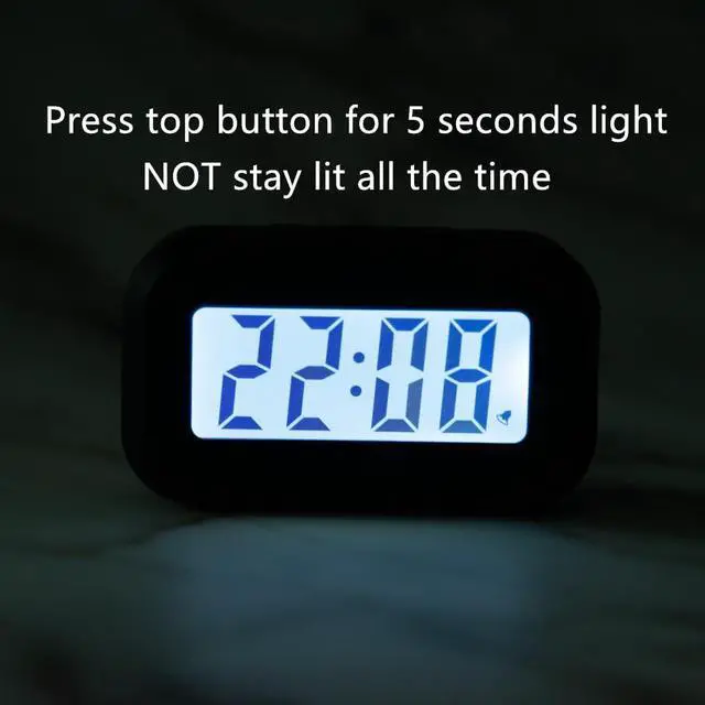 Alt view image 5 of 6 - Small Digital Travel Alarm Clock,Simple Operation,Easy to Read,Ascending Alarm,12/24Hr,Snooze Soft Light for Bedside,AAA Battery Operated,Black