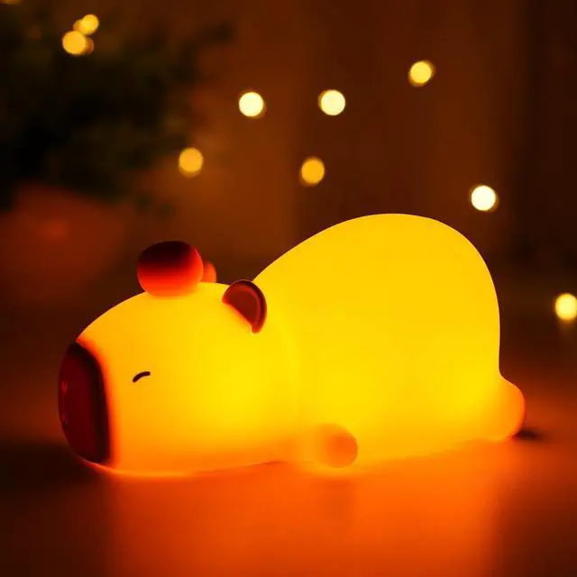 Main image of Capybara Night Light Cute Squishy Silicone Nursery Nightlight Dimmable Animal Bedside Lamp with Tap Control Christmas Gift for Kids Girls Boys Women