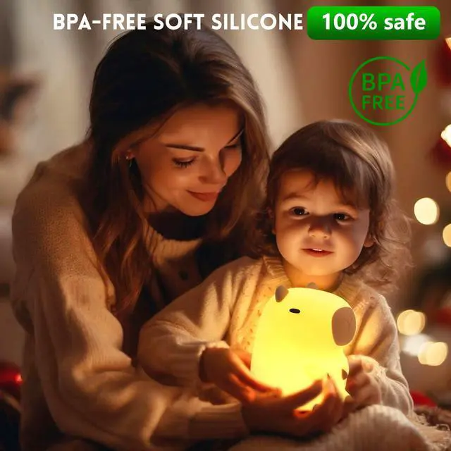 Alt view image 2 of 7 - Capybara Night Light, Capybara Gifts for Kid Friend, Animal Squishy Silicone Nursery Lamp with Timer Dimmable, Rechargeable Bedroom Bedside Decor Birthday Graduation Xmas Present for Boy Girl