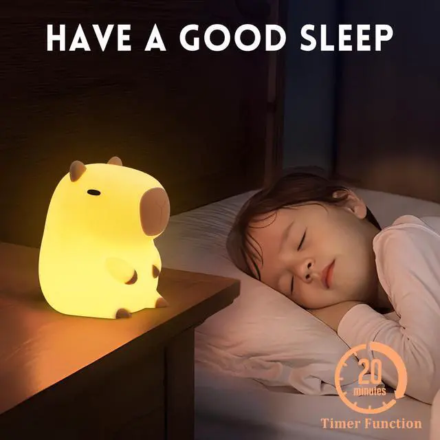 Alt view image 4 of 7 - Capybara Night Light, Capybara Gifts for Kid Friend, Animal Squishy Silicone Nursery Lamp with Timer Dimmable, Rechargeable Bedroom Bedside Decor Birthday Graduation Xmas Present for Boy Girl
