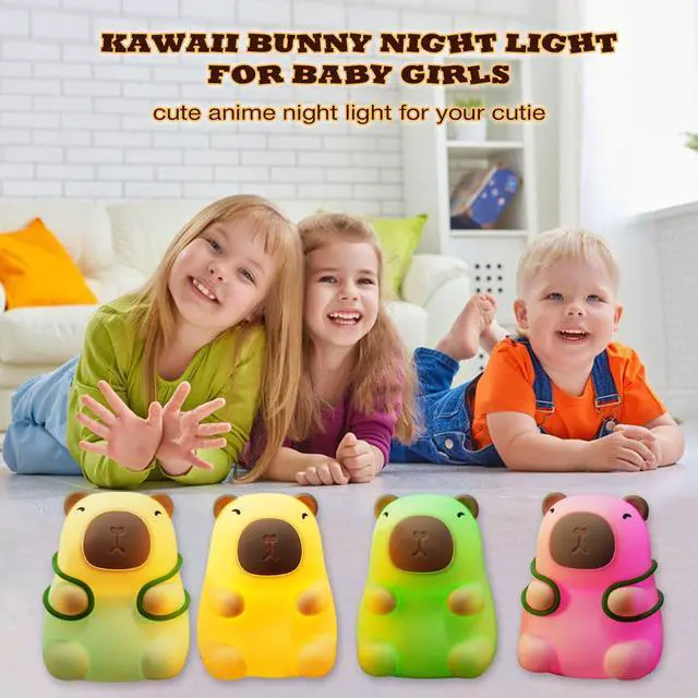 Alt view image 6 of 7 - Capybara Night Light for Kids - Adjustable 3 Brightness Levels & 7 RGB Colors, Squishy Animal Decor & Portable Charging Touch Lamp