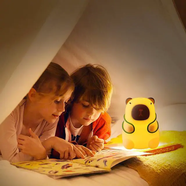 Alt view image 7 of 7 - Capybara Night Light for Kids - Adjustable 3 Brightness Levels & 7 RGB Colors, Squishy Animal Decor & Portable Charging Touch Lamp