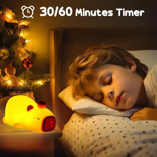 Alt view image 5 of 7 - Capybara Night Light Cute Squishy Silicone Nursery Nightlight Dimmable Animal Bedside Lamp with Tap Control Christmas Gift for Kids Girls Boys Women