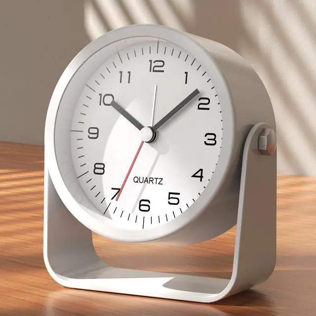 Main image of ® 3.5 Inch Small Analog Alarm Clocks,Battery Operated Desk Clock,Cute Table Clock with LightAdjustable Angle for Travel,Bedside,Bedroom,Kids,Living Room Decor (White)