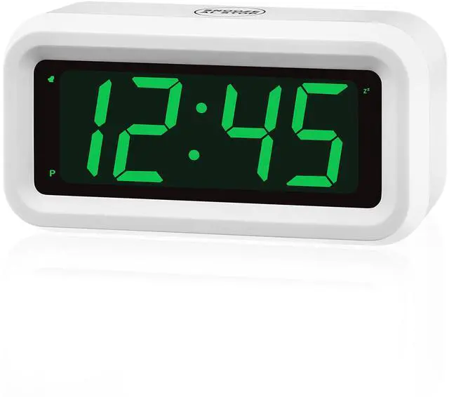 Main image of 12 Inch Large Display Digital Alarm Clock for Kids & Adults, Dimmable LED Clock with Adjustable Brightness, Easy Snooze, Battery Operated Cordless Desk Clock for Bedroom, Kitchen, (White