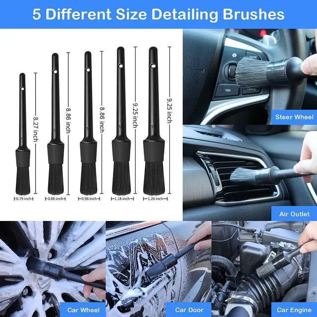 Alt view image 4 of 6 - 20Pcs Car Wheel Tire Detailing Brush Set,Car Detailing kit,Car Detailing Brushes,Auto Detailing Drill Brush Set,17" Long Handle Rim Wheel Brush,Tire Brush,Car Cleaning Kit for Wheels,Interior,Exterior