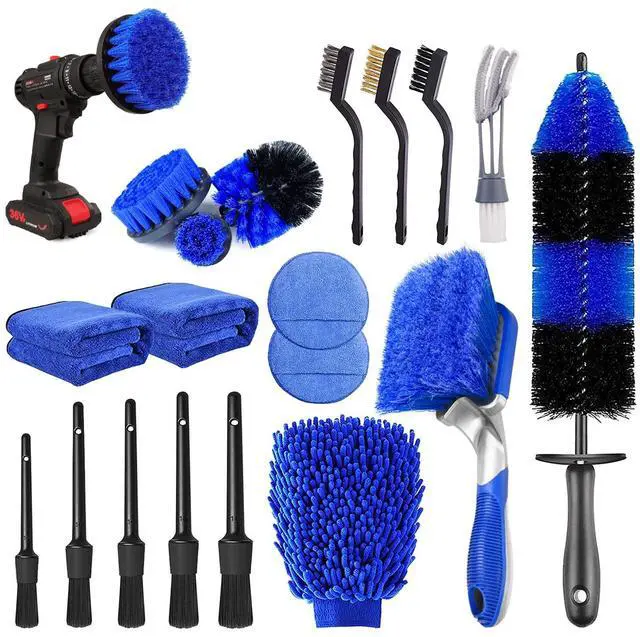 Main image of 20Pcs Car Wheel Tire Detailing Brush Set,Car Detailing kit,Car Detailing Brushes,Auto Detailing Drill Brush Set,17" Long Handle Rim Wheel Brush,Tire Brush,Car Cleaning Kit for Wheels,Interior,Exterior