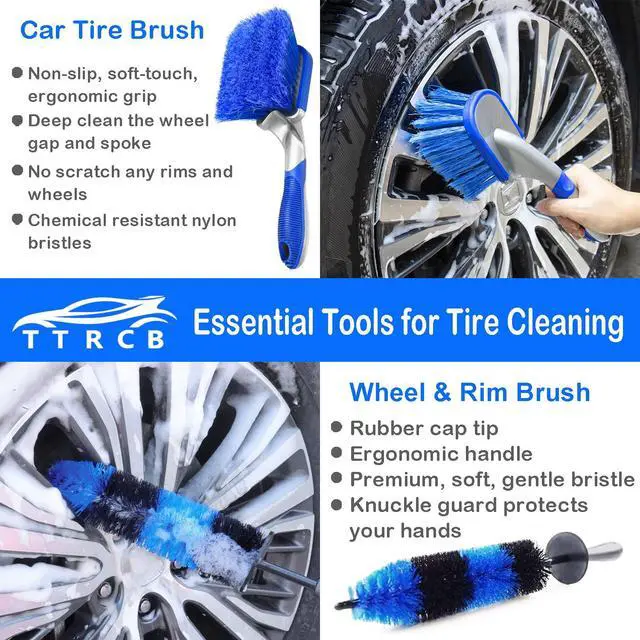 Alt view image 2 of 6 - 20Pcs Car Wheel Tire Detailing Brush Set,Car Detailing kit,Car Detailing Brushes,Auto Detailing Drill Brush Set,17" Long Handle Rim Wheel Brush,Tire Brush,Car Cleaning Kit for Wheels,Interior,Exterior