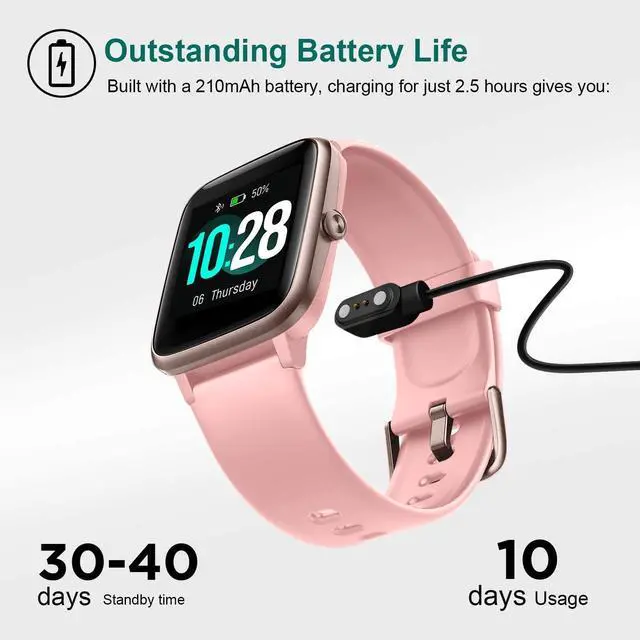 Alt view image 5 of 5 - Smart Watch for iPhone/Android, Activity Fitness Tracker with IP68 Waterproof for Men Women, Smartwatch with 1.3" Full-Touch Color Screen, Step, Pedometer, Heart Rate Monitoring & Sleep Monitor, Pink