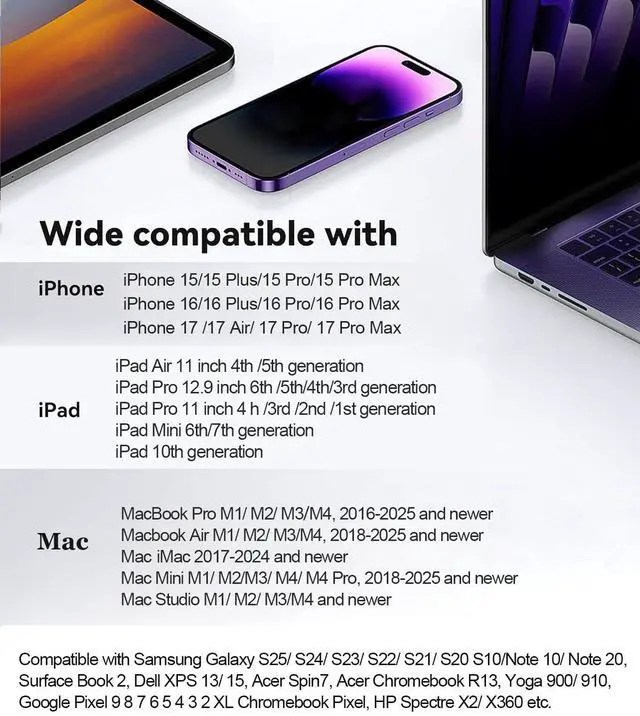 Alt view image 7 of 7 - Apple MFi Certified USB-C to HDMI Adapter 4K@60Hz for iPhone 17 16 15 MacBook Pro Air iPad Pro, Digital AV HDMI 2.0 Cord Compatible with Samsung Galaxy S25 S24